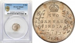 India
Indie. 2 Anna 1906 PCGS MS65 

Wyśmienicie zachowana moneta. Blask menniczy.KM. 505

Details: 
Condition: PCGS MS65 (PCGS MS65)