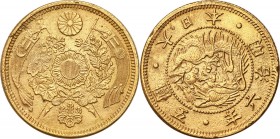 Japan
Japonia. 5 Yen Meiji 6 (1873) 

Moneta z wyraźnymi szczegółami, ale wytrawioną powierzchnią.KM. 11a; Friedberg 47

Details: 8,33 g Au 
Con...