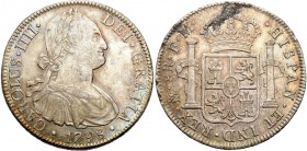 Mexico
Mexico, Charles IV. 8 reales 1798 FM, Mexico - NO 

Wyjątkowo piękny egzemplarz. Połysk, kolorowa patyna.KM 109

Details: 26,96 g Ag 
Con...