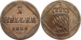 Germany
WORLD COINS / NIEMCY / GERMANY / DEUTSCHLAND

Germany/ Deutschland, Bayern. Ludwig I. (1825-1848). Heller 1829 

Moneta pokryta lakierem,...