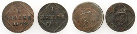 Germany
WORLD COINS / NIEMCY / GERMANY / DEUTSCHLAND

Germany/ Deutschland, Bayern. Ludwig I. (1825-1848). Heller 1825, 1829, set 2 coins 

Rzads...