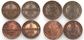 Germany
WORLD COINS / NIEMCY / GERMANY / DEUTSCHLAND

Germany/ Deutschland, Sachsen. 5 fenig 1862 - 1869, zastaw 4 coins 

Jeden egzemplarz około...
