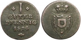 Germany
WORLD COINS / NIEMCY / GERMANY / DEUTSCHLAND

Germany/ Deutschland, Schaumburg-Lippe. Georg Wilhelm (1787-1860). 1 Guter Pfennig 1824 - RAR...