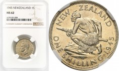 New Zealand
Nowa Zelandia. George VI. 1 shilling 1945 NGC MS62 

Moneta wybita stemplem zwykłym.Piękny, menniczy egzemplarz.KM. 9

Details: 
Con...