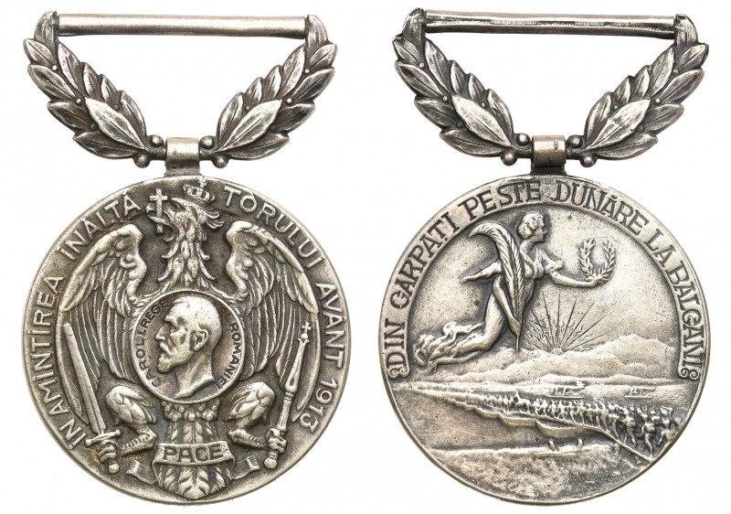 Romania
Rumunia. Karol I. Medal 1913 Wzniesienie pomnika z okazji przeprawy prz...