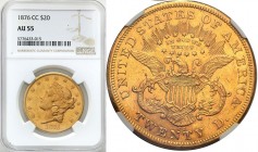 USA (United States of America)
USA. 20 dollars 1876 CC, Carson City NGC AU55 - RARE 

Monety wybite w mennicy Carson City są zazwyczaj znacznie rza...