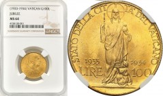 Vatican
Vatican. Pius XI. 100 lire (1933-1934) NGC MS64 

Wspaniale zachowany, menniczy egzemplarz.Moneta o wadze 8,83 g Au próby 900.KM 20/19

D...