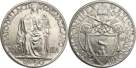 Vatican
Vatican. Pius XII. 50 centesimi 1946 

Pięknie zachowana moneta. Rzadszy rocznik.Pagani 818

Details: 6,14 stal 
Condition: 1/1- (UNC/UN...