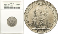 Vatican
Vatican Pius XII. 20 centesimi 1945, Rome ANACS MS65 - RARE 

Rzadka moneta w pięknym stanie zachowania.Pagani 825

Details: 
Condition:...