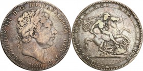 Great Britain
Great Britain, George III. 1 crown (Kronen) 1820 LX, London 

Ciemna patyna. Napis na rancie. Spink 3787; KM 675

Details: 27,77 g ...