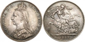 Great Britain
Wielka Brytania, Victoria. 1 crown (Kronen) 1889, London 

Wybite na 50-lecię panowania. Ciemna patyna. Ładnie zachowana monetaSeaby ...