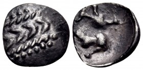 CELTIC, Lower Danube. Uncertain tribe. 2nd-1st centuries BC. Obol (?) (Silver, 10 mm, 0.38 g, 6 h). Wreath. Rev. Horse left. Cf. Kostial 855-7 ( drach...