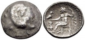 CELTIC, Lower Danube. Uncertain tribe. 2nd-1st centuries BC. Drachm (Silver, 17 mm, 3.31 g, 12 h), Imitating Alexander III. Degraded head of Herakles ...