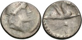 EASTERN EUROPE, Eravisci. Late 1st century BC, or later. Denarius (Silver, 16 mm, 3.33 g, 2 h), imitating Republican denarii of C. Naevius Balbus and ...