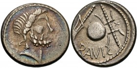 EASTERN EUROPE, Eravisci. Late 1st century BC, or later. Denarius (Silver, 16 mm, 3.19 g, 2 h), imitating a Republican denarius of Cn. Lentulus of 76-...