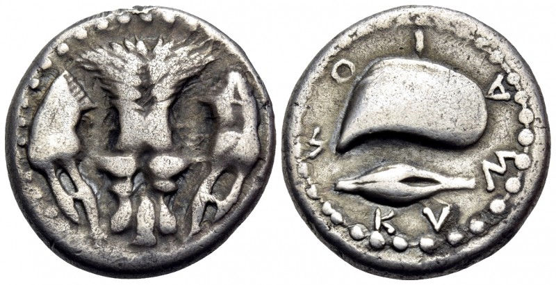CAMPANIA. Cumae. Circa 475-470 BC. Nomos (Silver, 20.5 mm, 7.44 g, 7 h). Facing ...