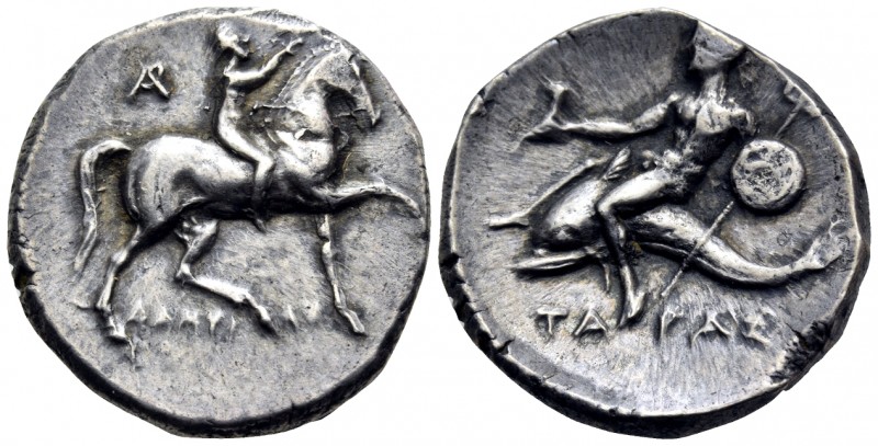 CALABRIA. Tarentum. Circa 280-272 BC. Stater (Silver, 20 mm, 6.50 g, 7 h), struc...