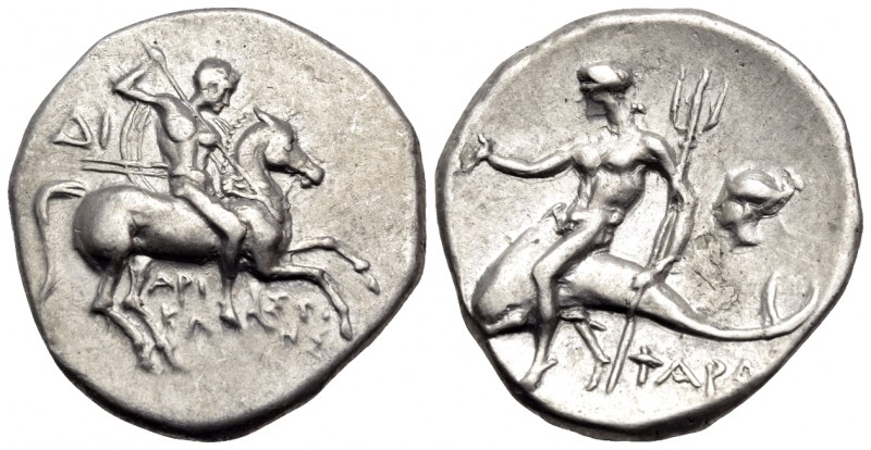 CALABRIA. Tarentum. Circa 272-240 BC. Didrachm or nomos (Silver, 20.5 mm, 6.53 g...