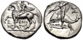 CALABRIA. Tarentum. Circa 240-228 BC. Didrachm or nomos (Silver, 19 mm, 6.36 g, 10 h), struck under the magistrates Xenokrates and So.... Ξ-ΕΝΟ/ΚΡ-ΑΤΗ...