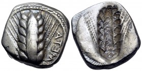 LUCANIA. Metapontum. Circa 470-440 BC. Stater (Silver, 19.5 mm, 8.33 g, 12 h). ΜΕΤΑ Six-grained barley ear; border of dots. Rev. Six-grained barley ea...