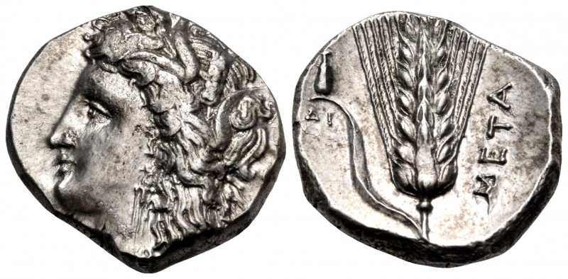 LUCANIA. Metapontum. Circa 330-290 BC. Nomos or Didrachm (Silver, 20 mm, 7.92 g,...