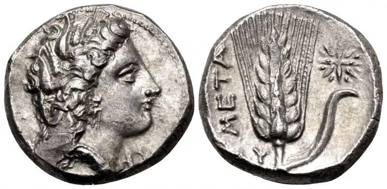 LUCANIA. Metapontum. Circa 330-290 BC. Nomos or Didrachm (Silver, 20 mm, 7.91 g,...