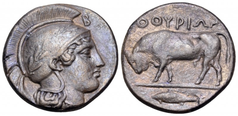 LUCANIA. Thourioi. Circa 443-400 BC. Nomos or Didrachm (Silver, 21 mm, 7.69 g, 3...