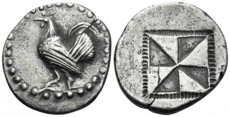 SICILY. Himera. Circa 530-483/2 BC. Drachm (Silver, 21 mm, 5.03 g, 3 h). Cock st...