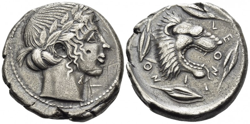 SICILY. Leontinoi. Circa 450-440 BC. Tetradrachm (Silver, 26 mm, 17.38 g, 6 h). ...