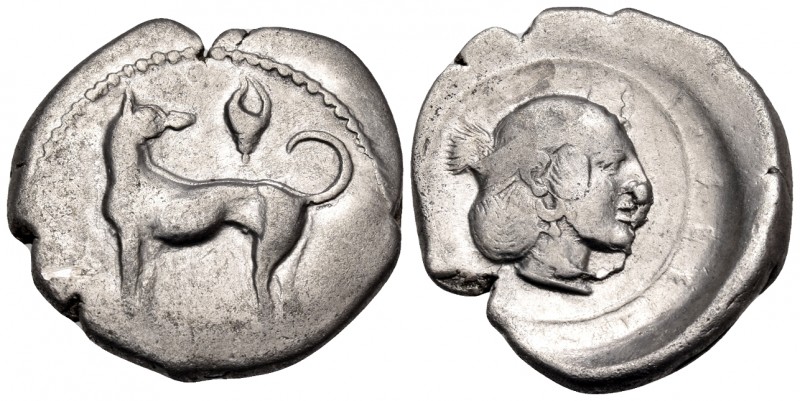 SICILY. Segesta. Circa 455/50-445/40 BC. Didrachm (Silver, 24 mm, 8.33 g, 5 h). ...