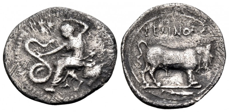 SICILY. Selinos. Circa 455-409 BC. Litra (Silver, 13 mm, 0.63 g, 3 h). Nymph sea...