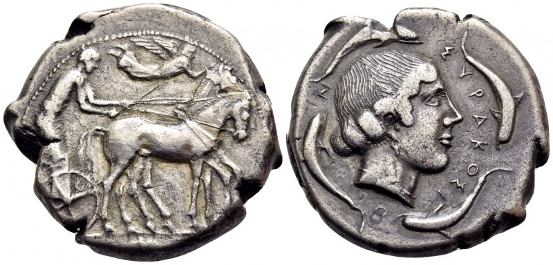 SICILY. Syracuse. Second Democracy, 466-405 BC. Tetradrachm (Silver, 24.5 mm, 17...