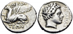THRACE. Abdera. Circa 336-311 BC. Tetradrachm (Silver, 22.5 mm, 10.55 g, 2 h), struck under the magistrate Anaxipolis. ABΔH/PITEΩN Griffin lying to le...