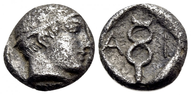 THRACE. Ainos. Circa 455/4-453/2 BC. Diobol (Silver, 11 mm, 1.31 g, 10 h). Head ...