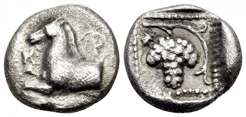 THRACE. Maroneia. Circa 398/7-348/7 BC. Trihemiobol (Silver, 11 mm, 1.30 g, 1 h)...