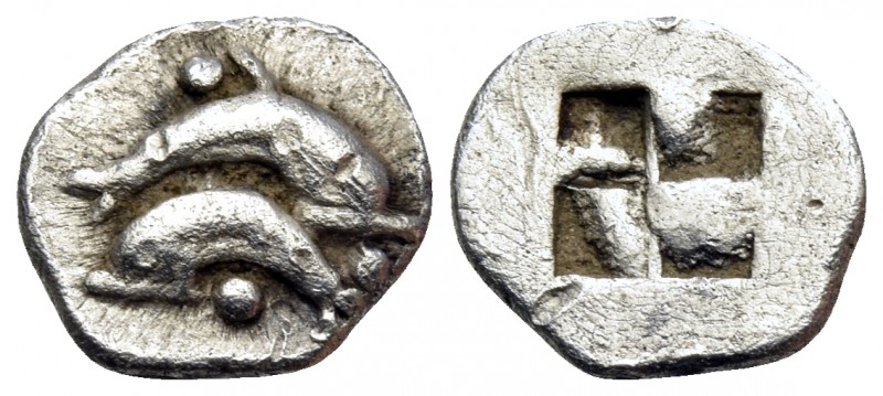 ISLANDS OFF THRACE, Thasos. Circa 435-411 BC. Obol (Silver, 9 mm, 0.52 g, 12 h)....