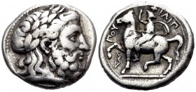 KINGS OF MACEDON. Philip II, 359-336 BC. Tetradrachm (Silver, 24 mm, 14.03 g, 7 h), Amphipolis, c. 355-349/8. Laureate head of Zeus to right. Rev. ΦΙΛ...