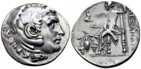 KINGS OF MACEDON. Alexander III ‘the Great’, 336-323 BC. Tetradrachm (Silver, 31 mm, 16.43 g, 12 h), Temnos, circa 188-170. Head of youthful Herakles ...