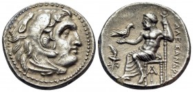 KINGS OF MACEDON. Alexander III ‘the Great’, 336-323 BC. Drachm (Silver, 16.5 mm, 4.16 g, 1 h), struck under Antigonos I Monopthalmos, Magnesia on the...