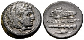KINGS OF MACEDON. Alexander III ‘the Great’, 336-323 BC. (Bronze, 18.5 mm, 6.17 g, 1 h), Miletos, circa 323-319. Head of Herakles to right, wearing li...