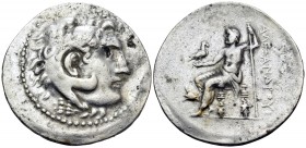 KINGS OF MACEDON. Alexander III ‘the Great’, 336-323 BC. Tetradrachm (Silver, 35 mm, 16.04 g, 12 h), Samos, c. 201. Head of youthful Herakles to right...