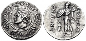 KINGS OF MACEDON. Antigonos II Gonatas, 277/6-239 BC. Tetradrachm (Silver, 30 mm, 16.78 g, 11 h), Amphipolis, c. 271-239. Horned head of Pan to left, ...
