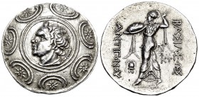 KINGS OF MACEDON. Antigonos II Gonatas, 277/6-239 BC. Tetradrachm (Silver, 31 mm, 16.97 g, 9 h), Amphipolis, circa 274/1-260/55. Horned head of Pan to...