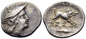 AITOLIA, Aitolian League. Circa 225-170 BC. Triobol (Silver, 16.5 mm, 2.41 g, 7 h). Head of Aetolia to right, wearing kausia. Rev. [A]ITΩΛΩN Calydonia...
