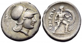 LOKRIS. Lokris Opuntii. Circa 338-316 BC. Triobol (Silver, 16 mm, 2.70 g, 11 h). Head of Athea to right, wearing crested Corinthian helmet with neck g...