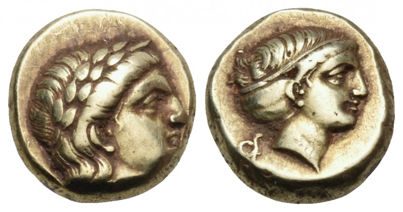 LESBOS. Mytilene. Circa 377-326 BC. Hekte (Electrum, 10.5 mm, 2.57 g, 12 h). Lau...