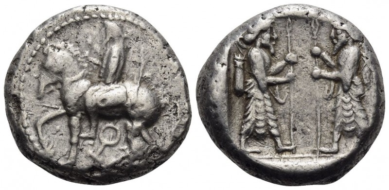 CILICIA. Tarsos. Circa 440-410 BC. Stater (Silver, 21 mm, 10.80 g, 11 h). Horsem...