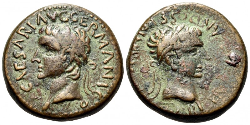 CRETE. Cnossus. Gaius (Caligula), with Germanicus, 37-41. Assarion (Bronze, 21.5...