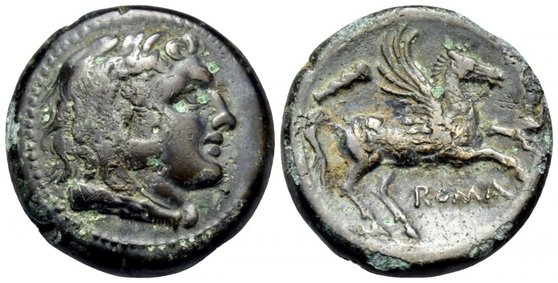 Rome. Anonymous, Circa 230 BC. Dilitron (Bronze, 20 mm, 6.06 g, 6 h). Head of yo...