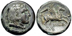 Rome. Anonymous, Circa 230 BC. Dilitron (Bronze, 20 mm, 6.06 g, 6 h). Head of youthful Hercules to right, wearing lion's skin headdress; along neck tr...